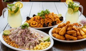 Combo Marino para 6 Personas: Ceviche Mixto + Arroz con Mariscos + Chicharrón y más